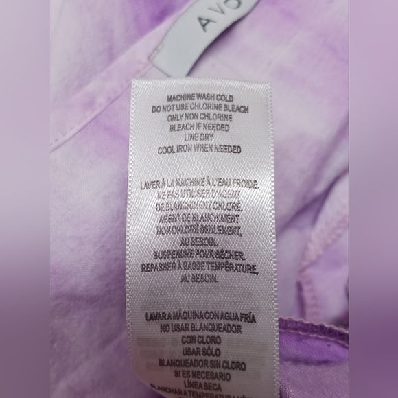 Avon Open Shoulder Blouse/Size L 12-14/Lightweight Purple Tie Dye Ruffle Sleeve - Picture 10 of 14